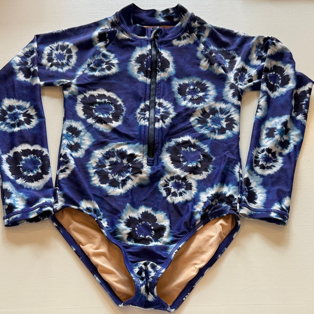 Crewcuts Navy and White Tie-Dye Kids Swim One Piece